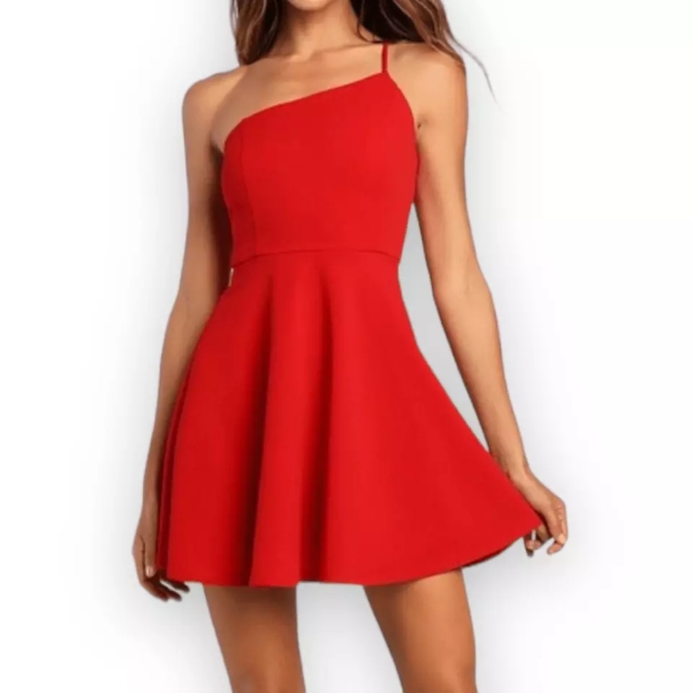 Red Dress one shoulder